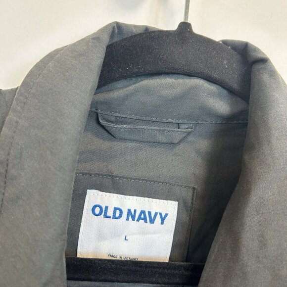 NWT Old Navy Mens Poplin Workwear Shacket Dark Gray Size Large - Picture 4 of 10